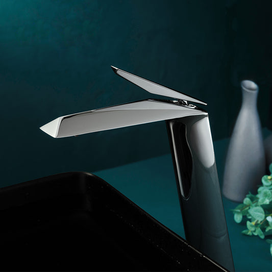 Llave Grifo Mezcladora Monomando De Lujo Para Baño Plateado Cromado Diamante